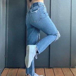 Abercrombie High Waisted Ripped Jeans